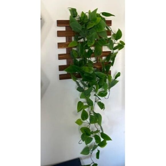 New 3FT Artificial Hanging Plants with Wall Plant Fake Ivy Vine Wooden Shelf - Picture 1 of 2